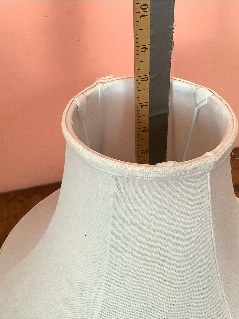 Vintage 2YK Cottage-Style Lamp 20” Metal Pink Roses With Fabric  Bell Shade
